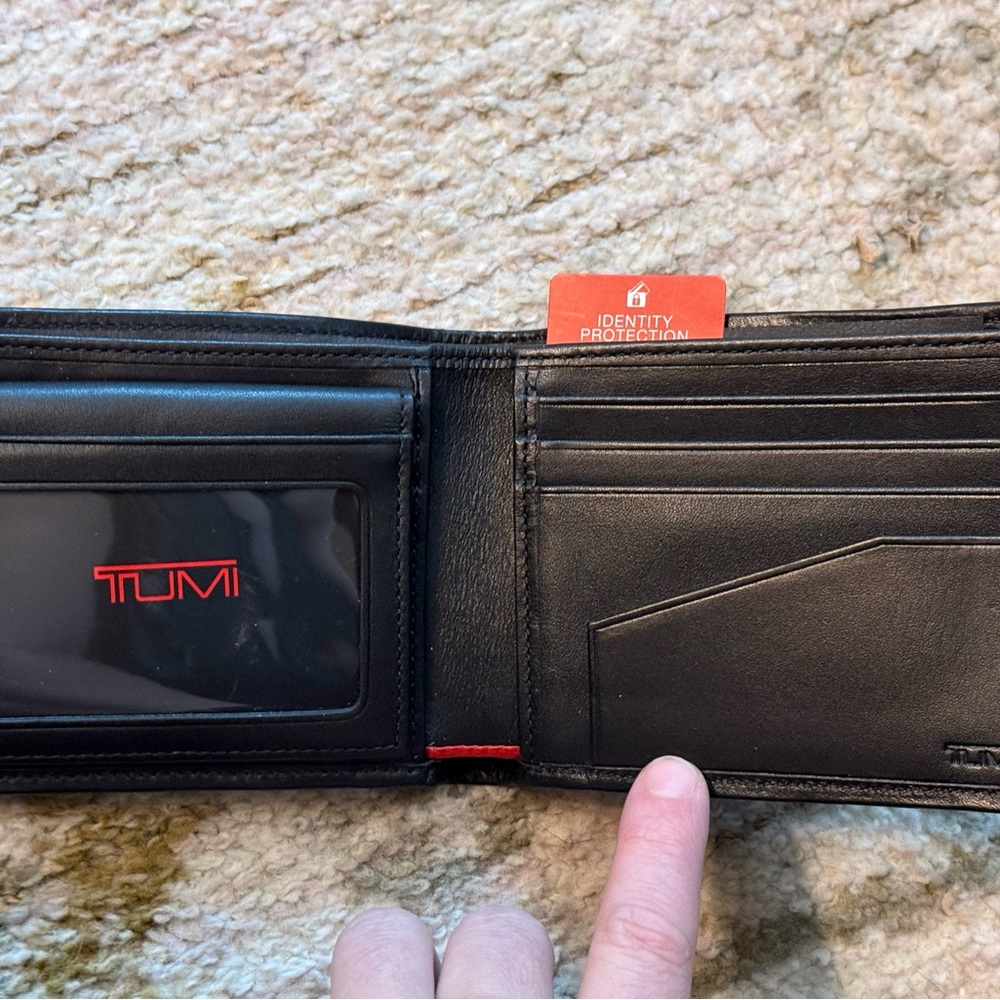 Tumi Black and Red Leather Card Holder